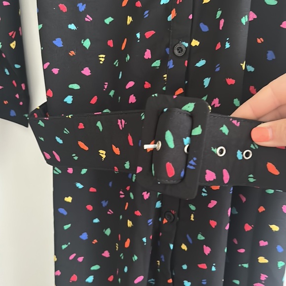 Dancing Leopard Dove Maxi Shirt Dress Abstract Confetti Print - Picture 7 of 7